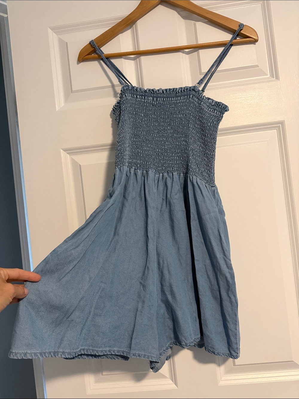 Sadie & Sage Light Blue Smocked Jumpsuit Romper